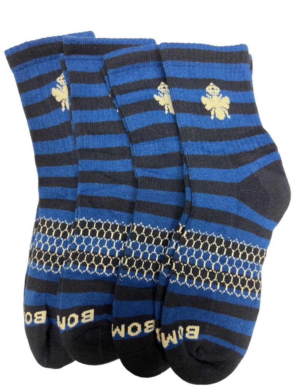 Bombas Ankle Socks Medium NWOT 4 Pair Blue Striped Cushioned Performance Sock